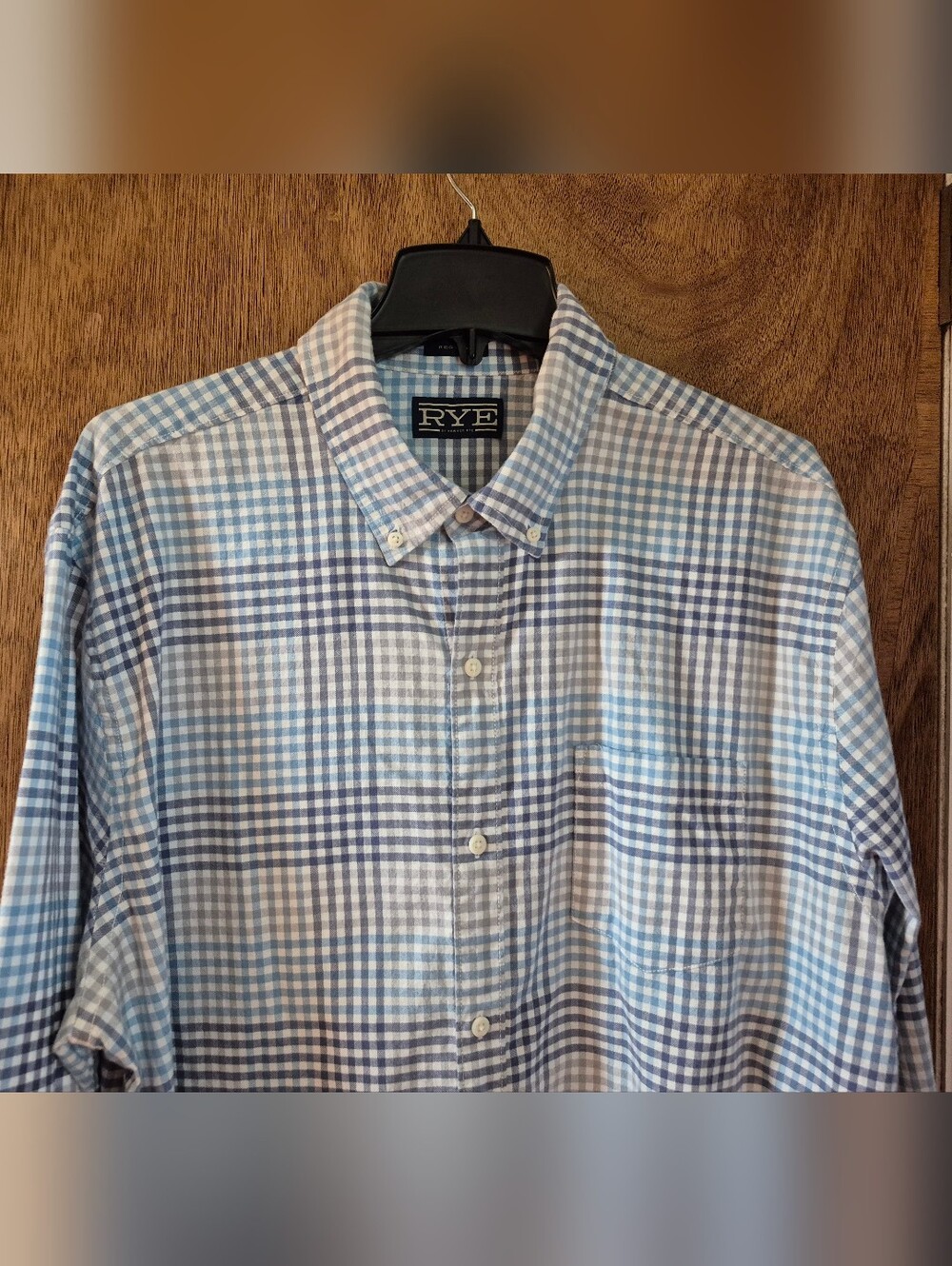 RYE Blue Plaid Button-Down Men's Shirt